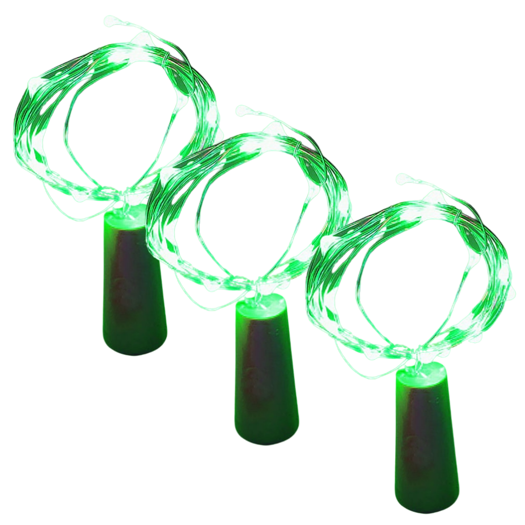 Bottle string LED light with cork (pack of 3) -Green - Ozerty