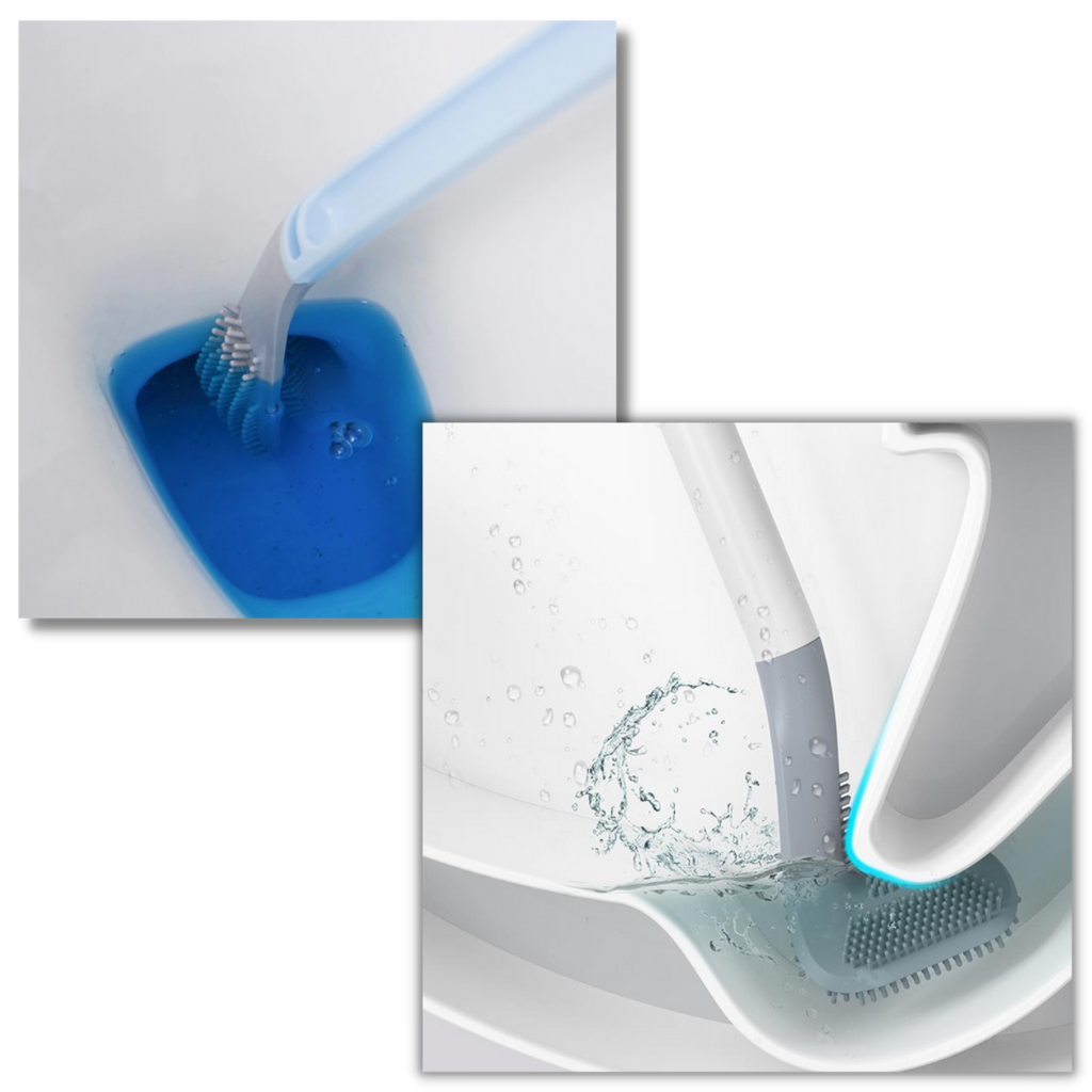 Long handle toilet brush with wall mounted base