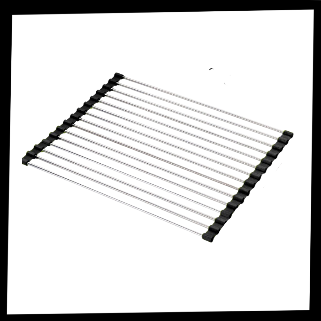 Roll-up stainless steel drainer for dishes and food