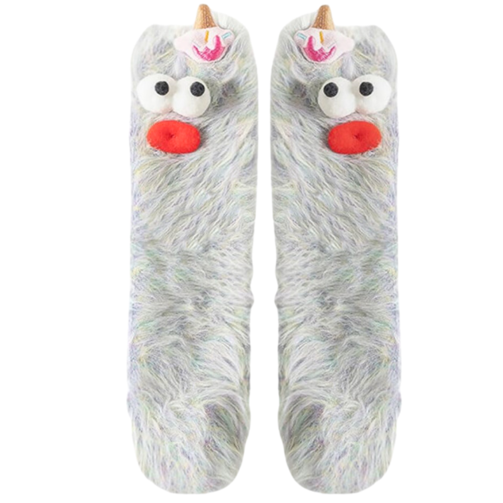 Coral Velvet Funky Socks -Grey - Ozerty