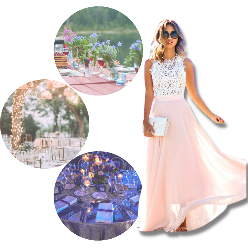 Prairie Chic Lace Chiffon Dress - Ozerty